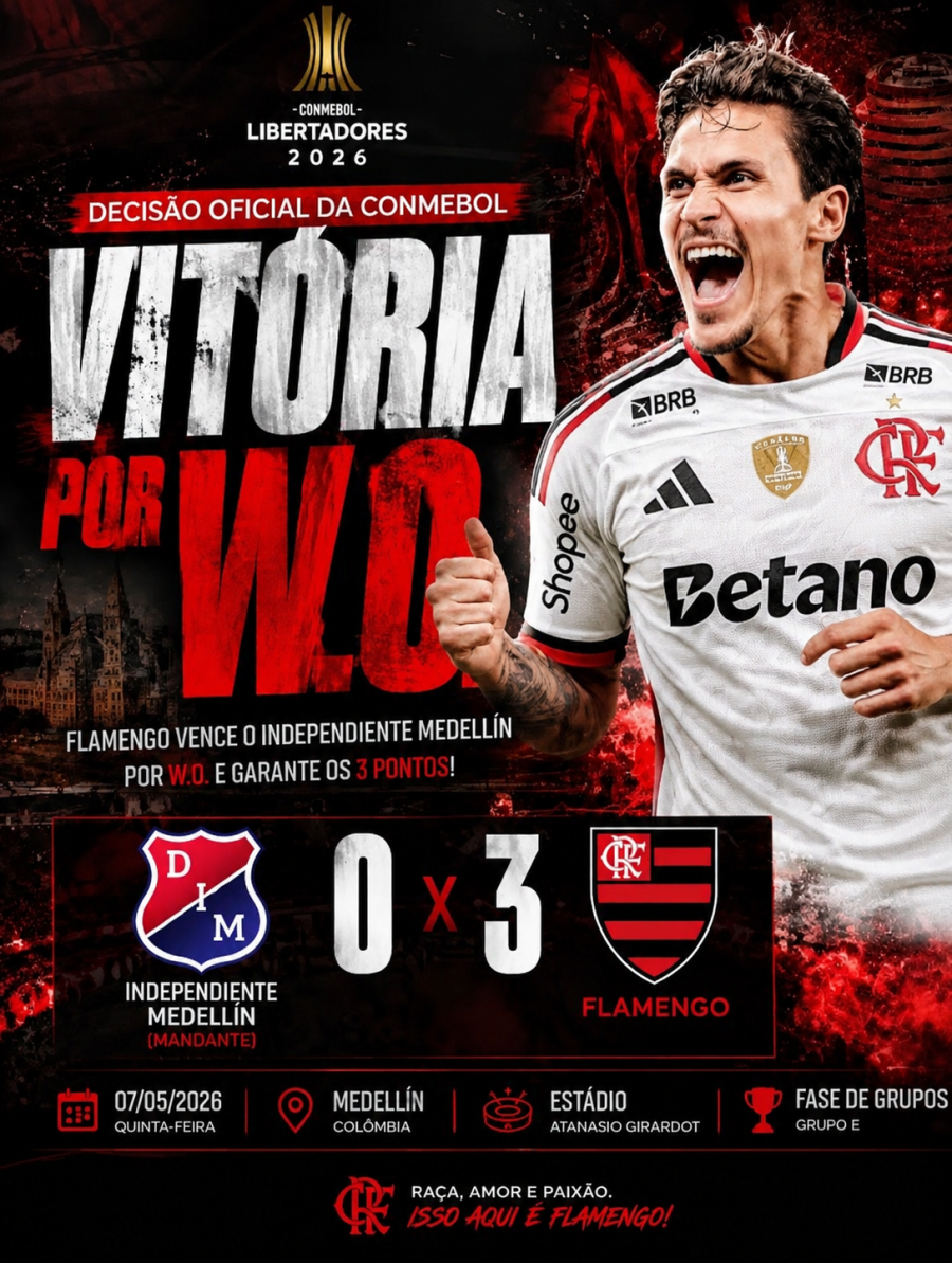 Flamengo vence nos bastidores e garante liderança após punição da Conmebol ao Medellín