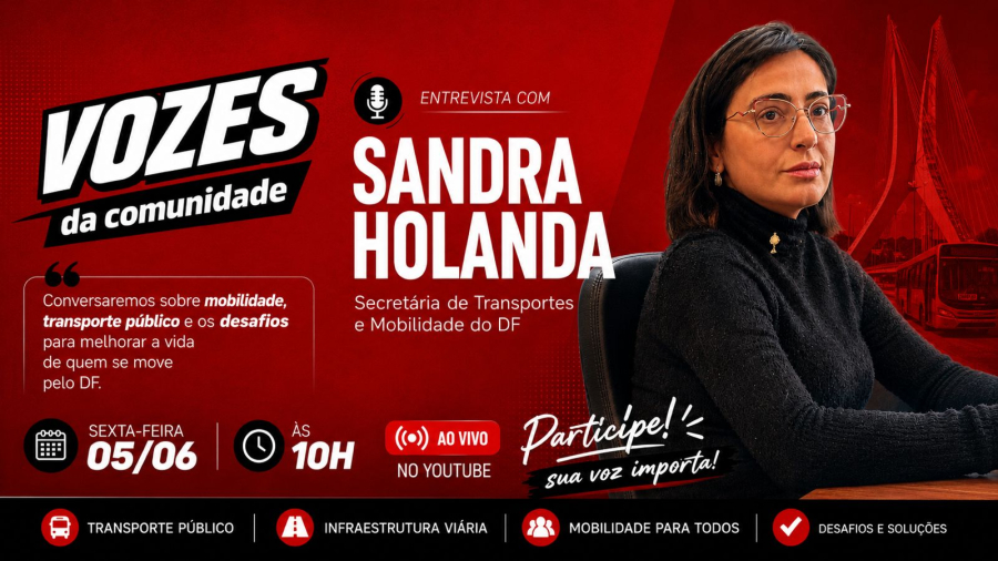Vozes da Comunidade recebe Sandra Holanda para debater os rumos da mobilidade no Distrito Federal nesta sexta-feira (05)