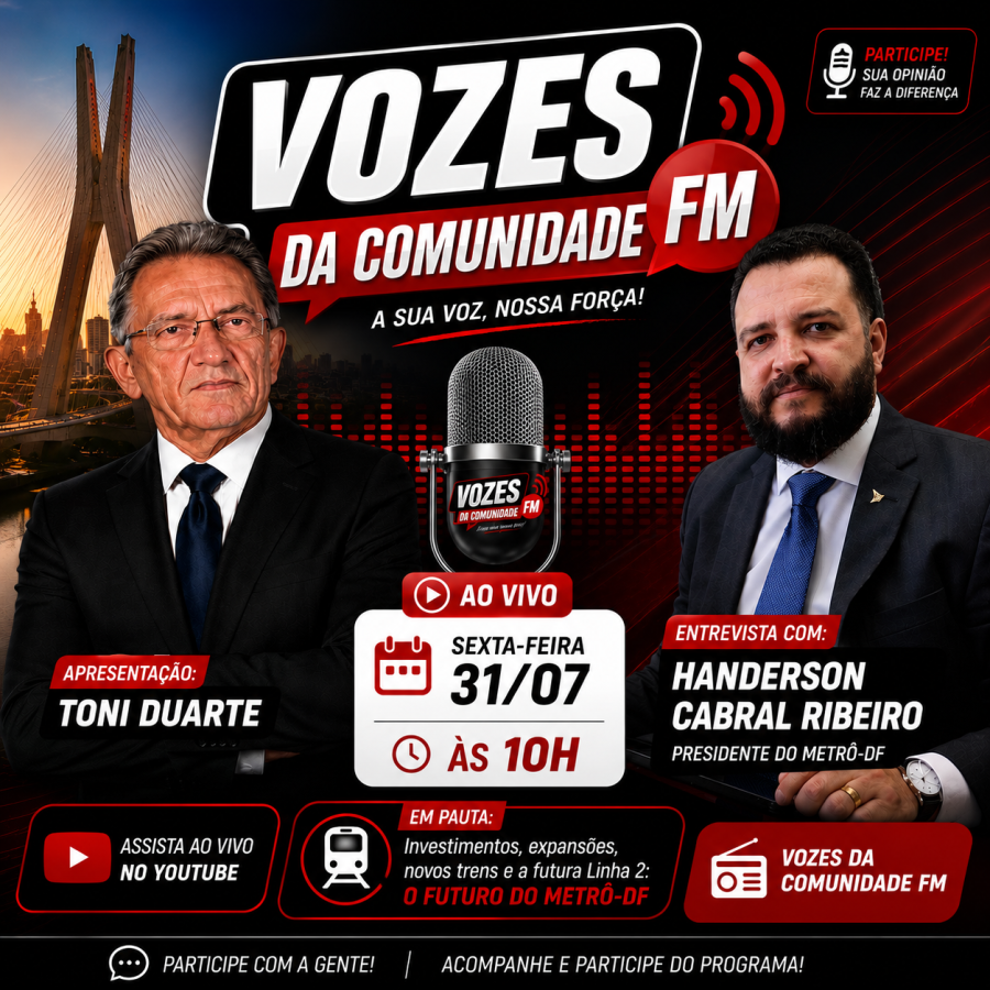 Vozes da Comunidade recebe presidente do Metrô-DF para falar sobre expansão e modernização do sistema