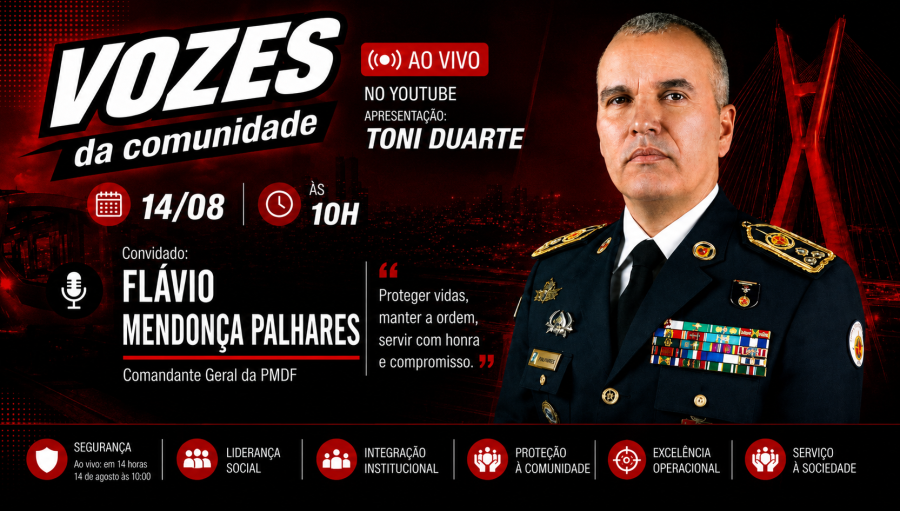 PMDF no Vozes da Comunidade: comandante-geral debate efetivo, tecnologia e segurança no DF